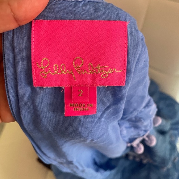 Lilly Pulitzer Blue Mini Dress with Ruffle Sleeves - Picture 4 of 13